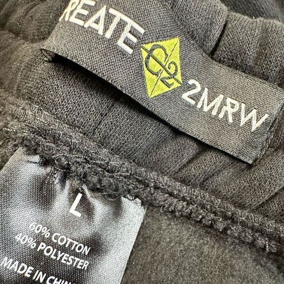 NWT Create 2mrw Men’s Black White Geometric Joggers Pants Drawstring- Size L - Picture 4 of 10